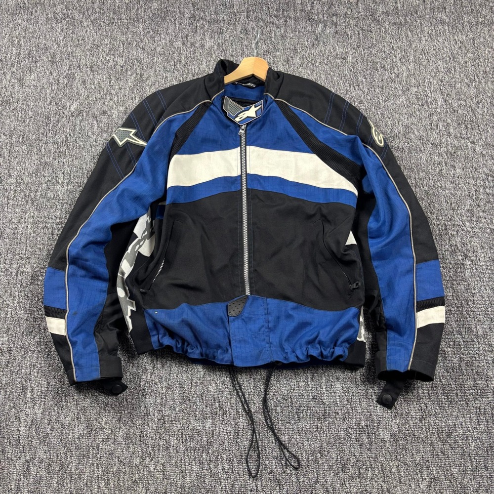 Vintage Y2K Alpinestars Motorcylce Riding Jacket Boxy Blue Black White Large